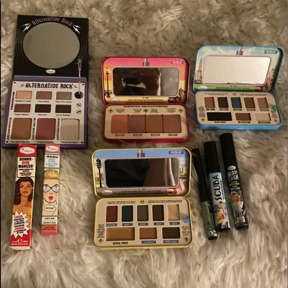 TheBalm 4 eyeshadow/blush pallets eyeliner 2 mascara liquid highlighter lip balm - Picture 1 of 2